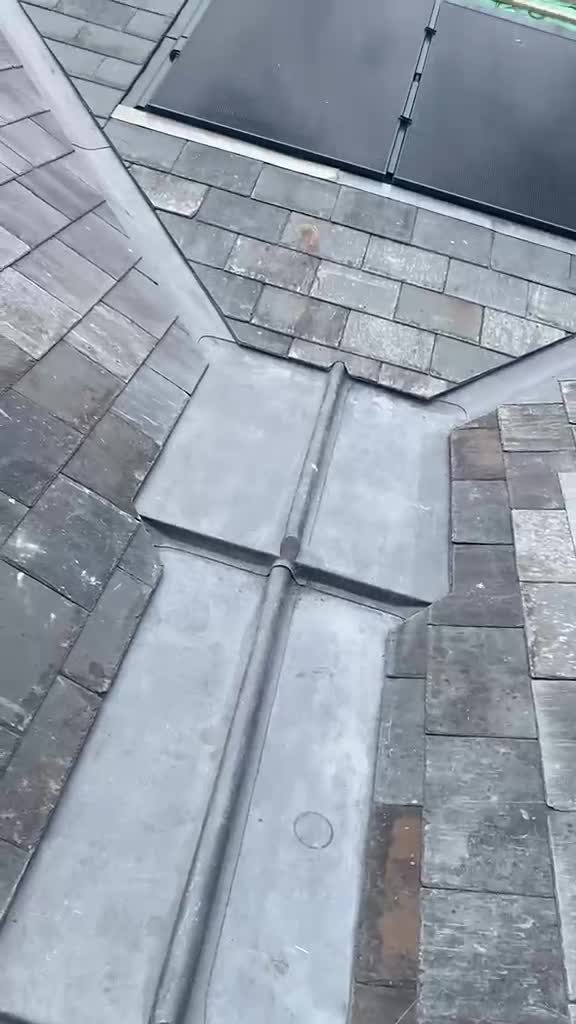 Video walkthrough of a finished slate roof and new lead valley in Wrexham