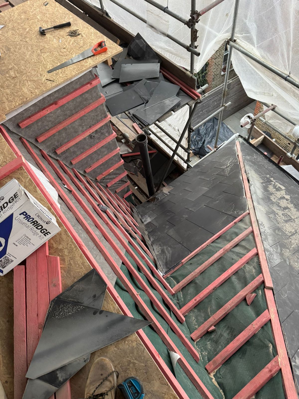 Scaffold and roof access on a Wrexham re-roof