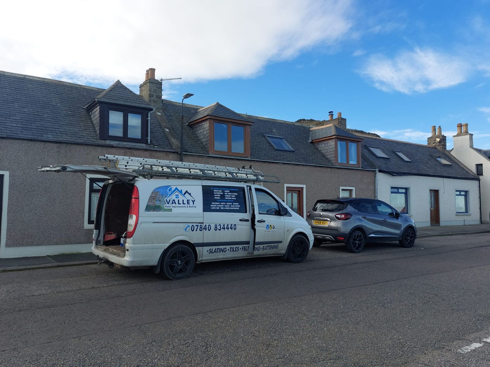 Valley Home Improvements van on site in North Wales
