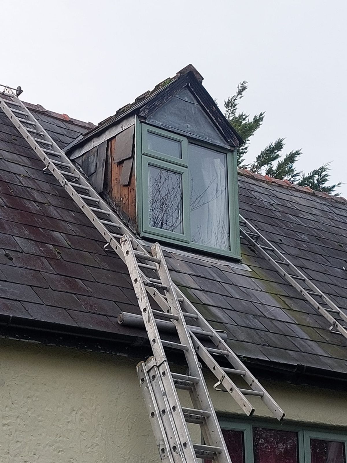 Dormer roof works with ladder access