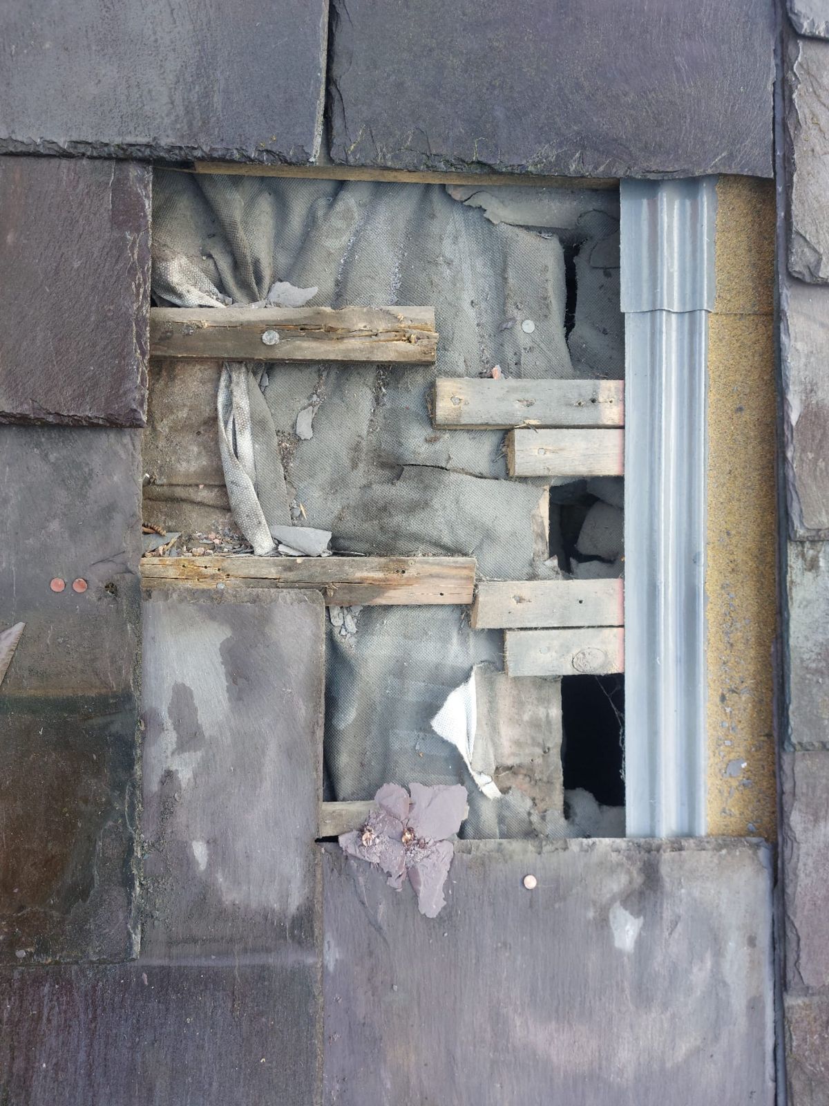 New chimney lead flashing and slate work